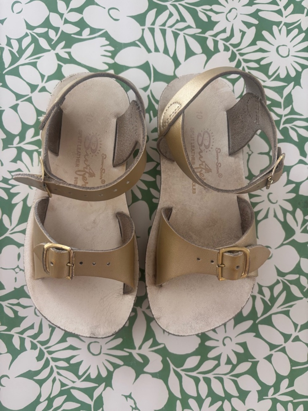 Kids Gold Buckle Ankle-Strap Sandals by Salt-Water